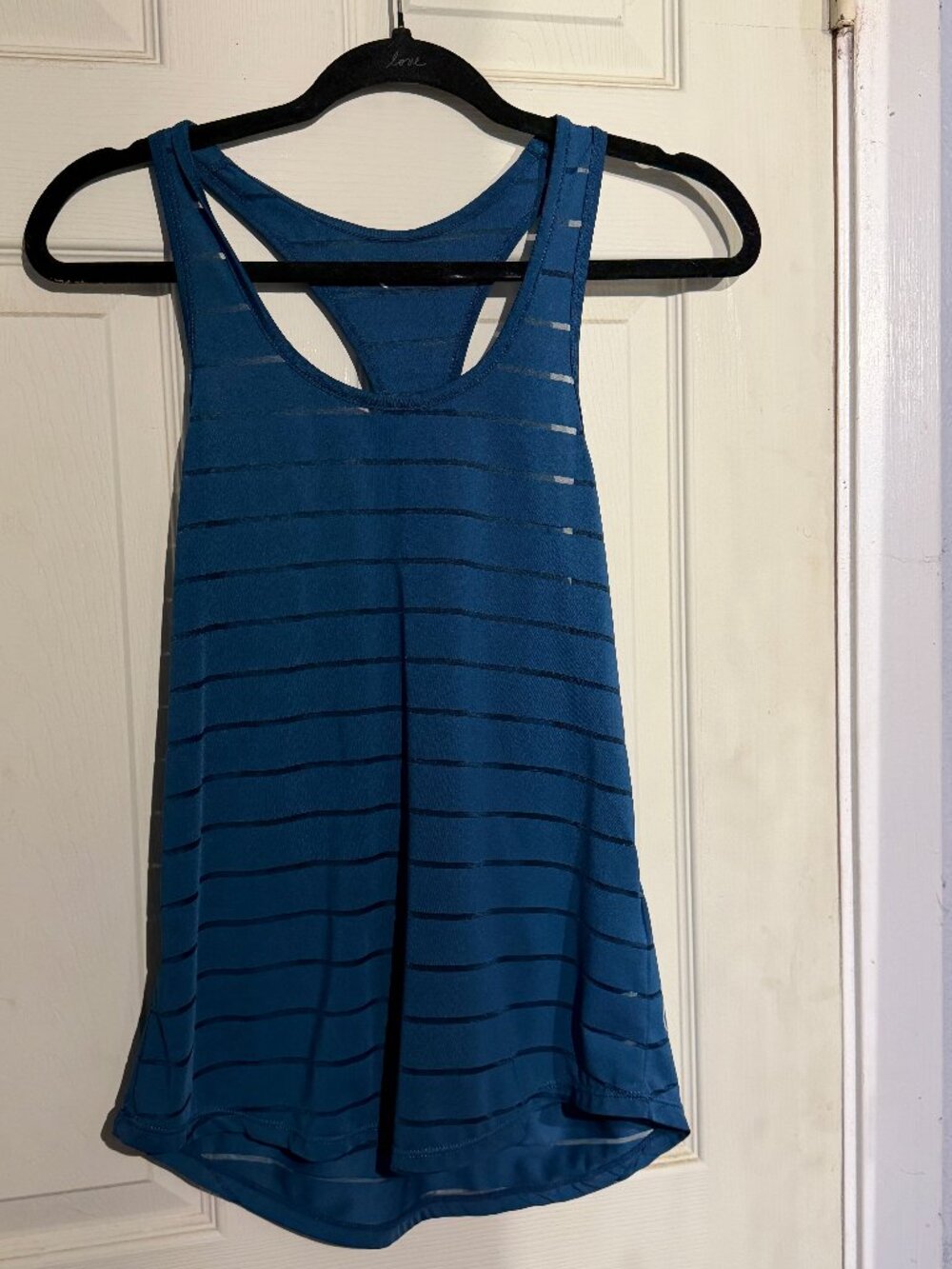ZYIA Active Blue Sheer Stripe Racerback Workout Tank Top S